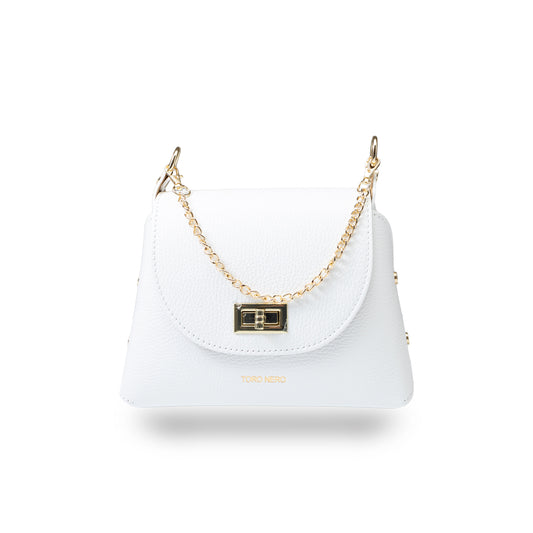 Women's bag made of white genuine leather Raisa