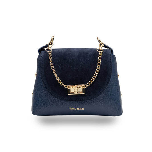 Women's bag made of natural suede leather, blue Raisa