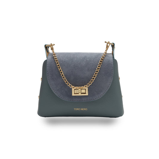 Women's bag made of natural suede leather, light blue Raisa