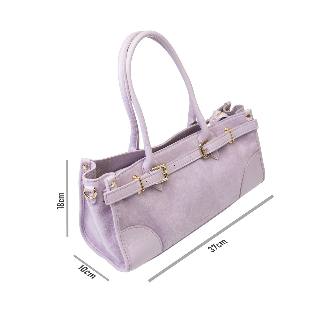 Geantă damă din piele naturala lila Evelin