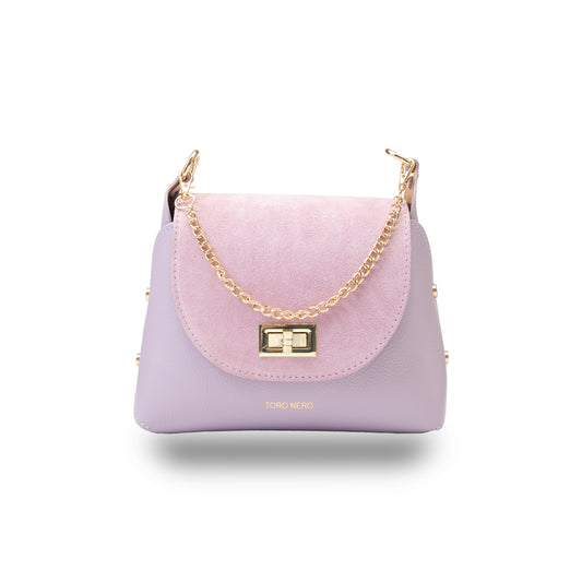 Women's bag made of natural suede, lilac Raisa