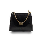 Women's bag made of natural suede leather, black Raisa