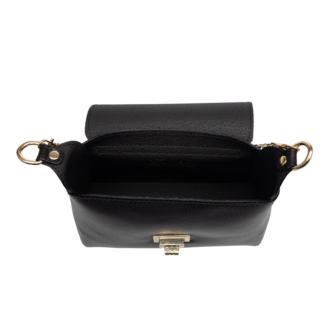 Women's bag made of natural suede leather, black Raisa