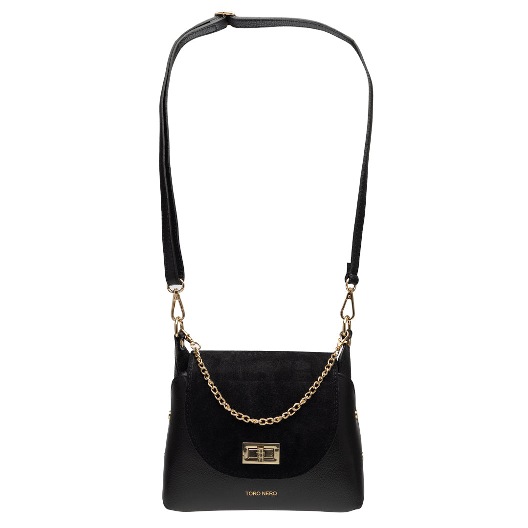 Women's bag made of natural suede leather, black Raisa