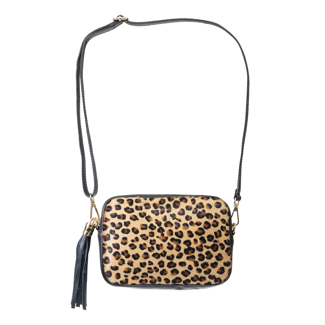 Geantă damă din piele naturală neagru leopard Adela