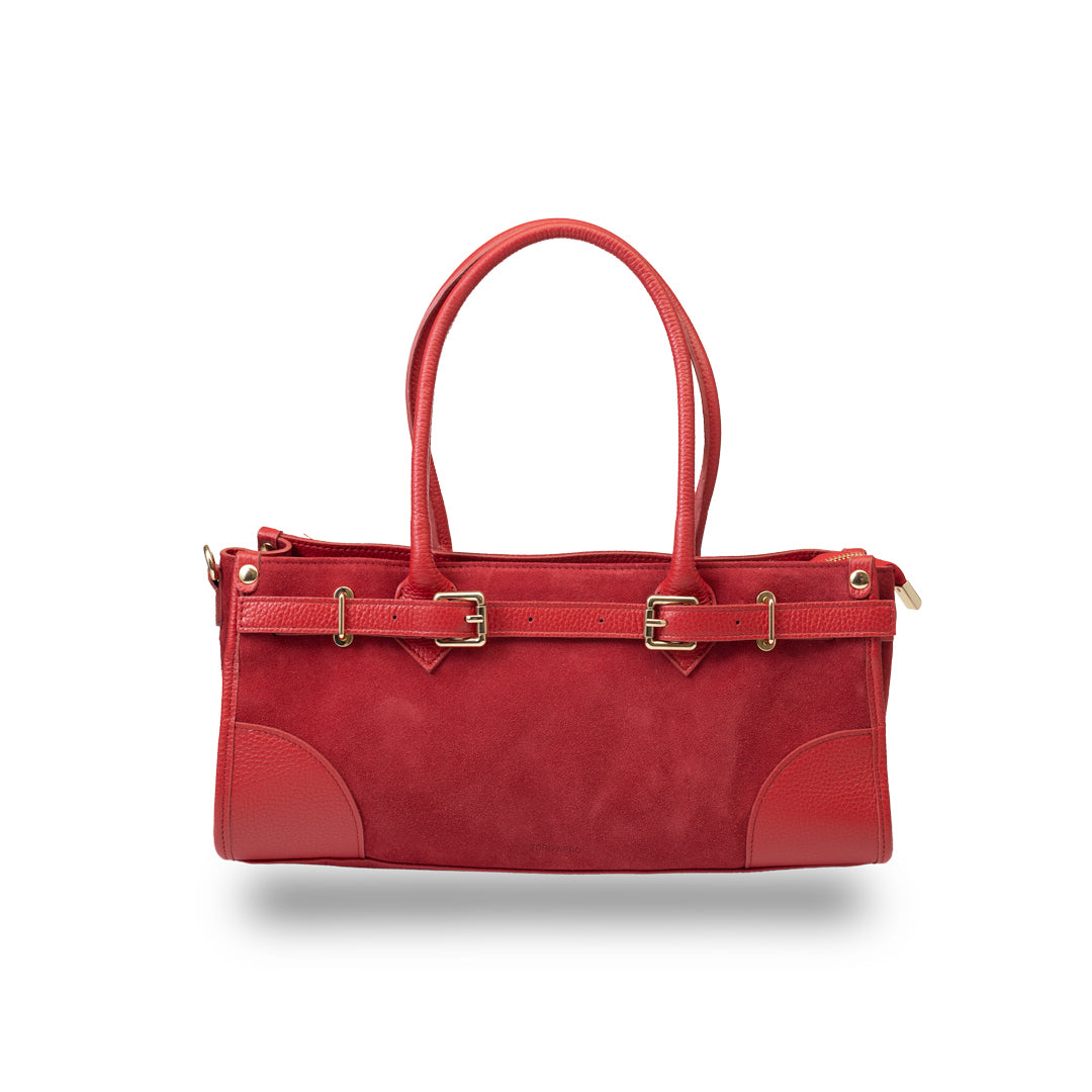 Geantă damă din piele naturala rosu Evelin