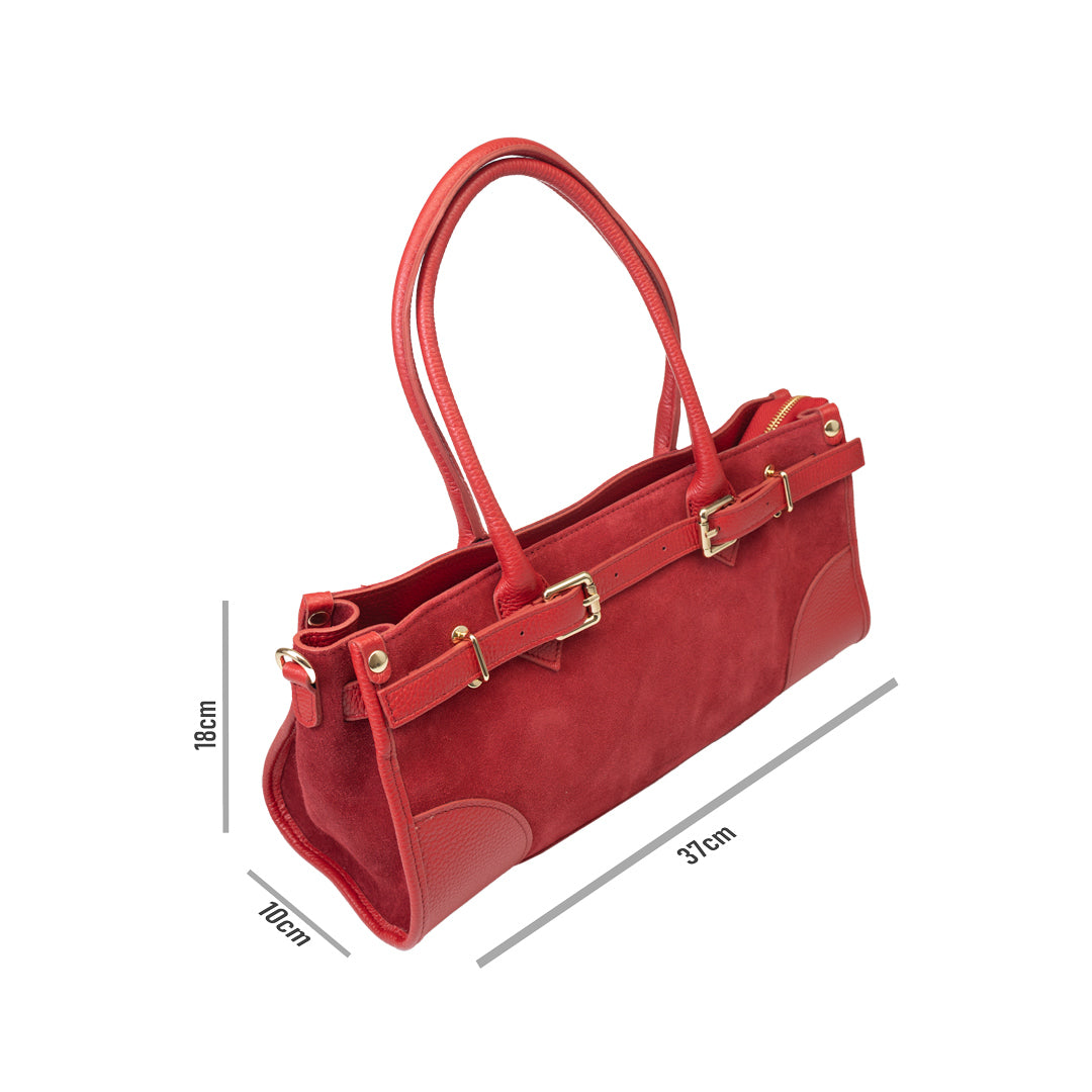 Geantă damă din piele naturala rosu Evelin