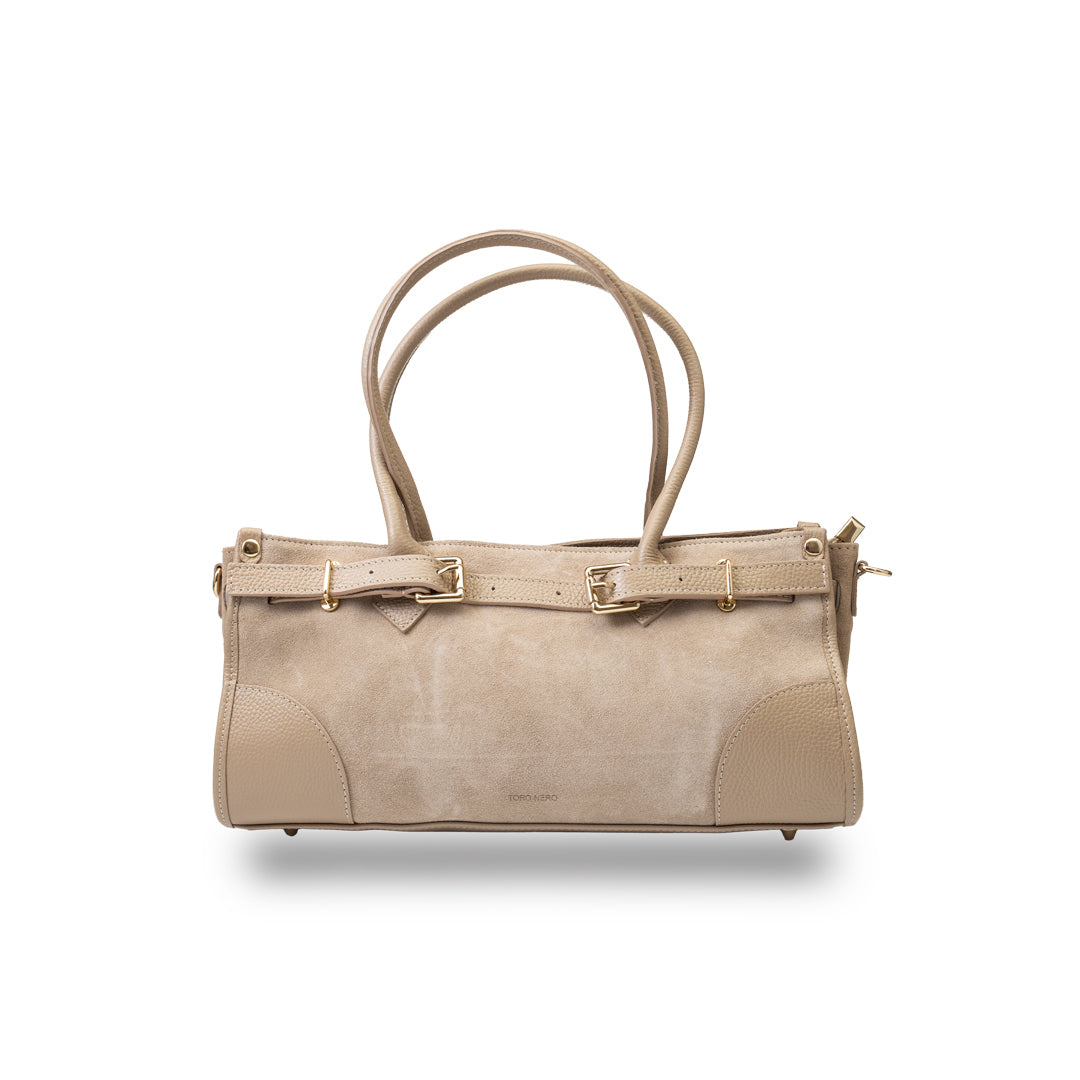 Geantă damă din piele naturala taupe deschis Evelin