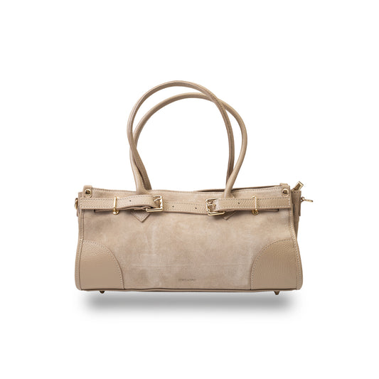 Geantă damă din piele naturala taupe deschis Evelin