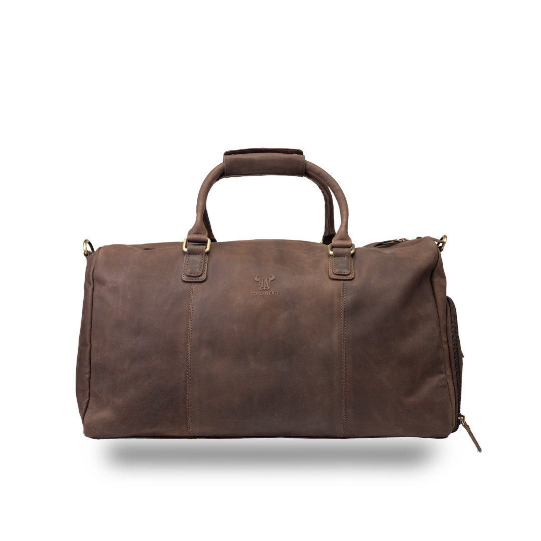 Geanta de voiaj/fitness din piele naturala maro inchis Travel Bag