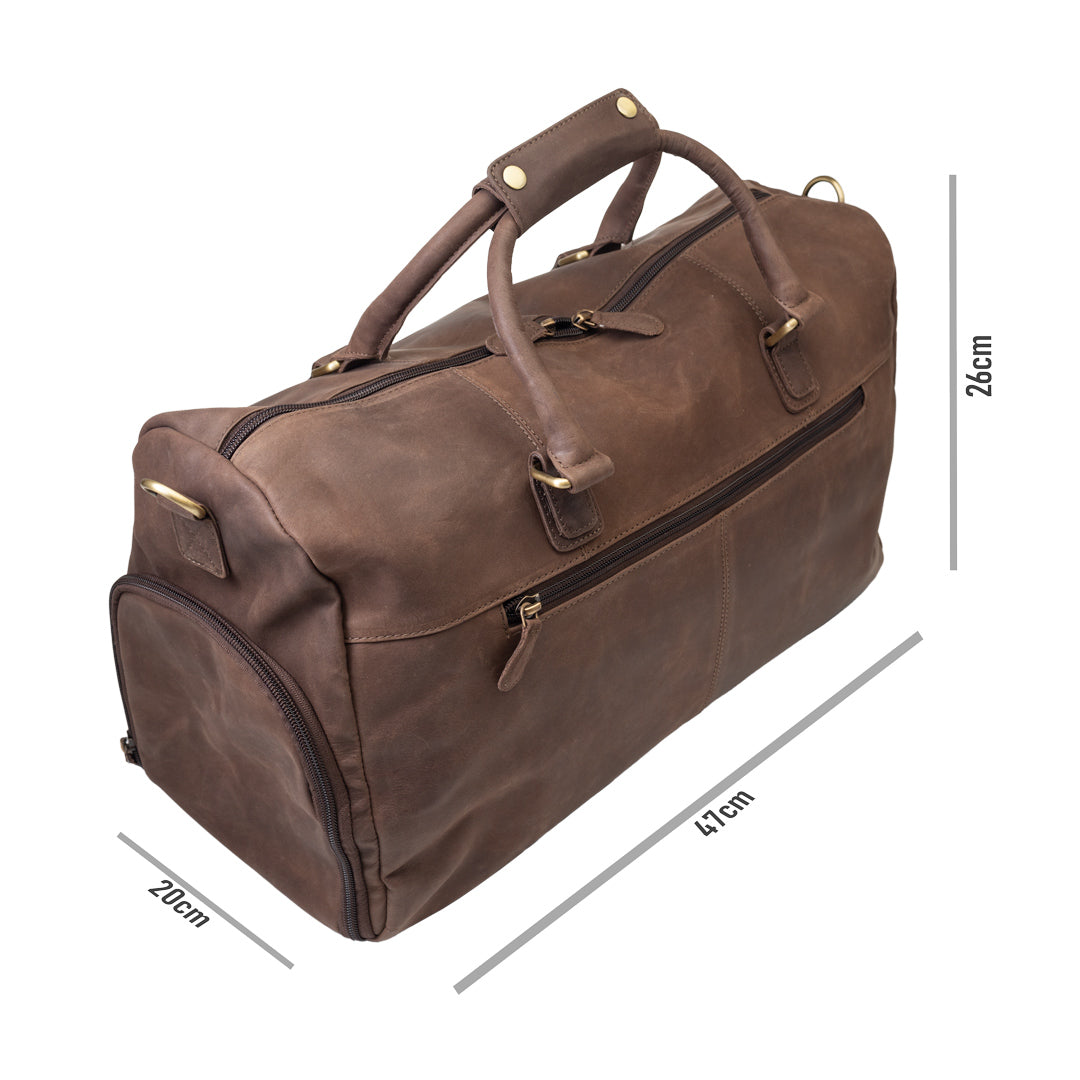 Geanta de voiaj/fitness din piele naturala maro inchis Travel Bag