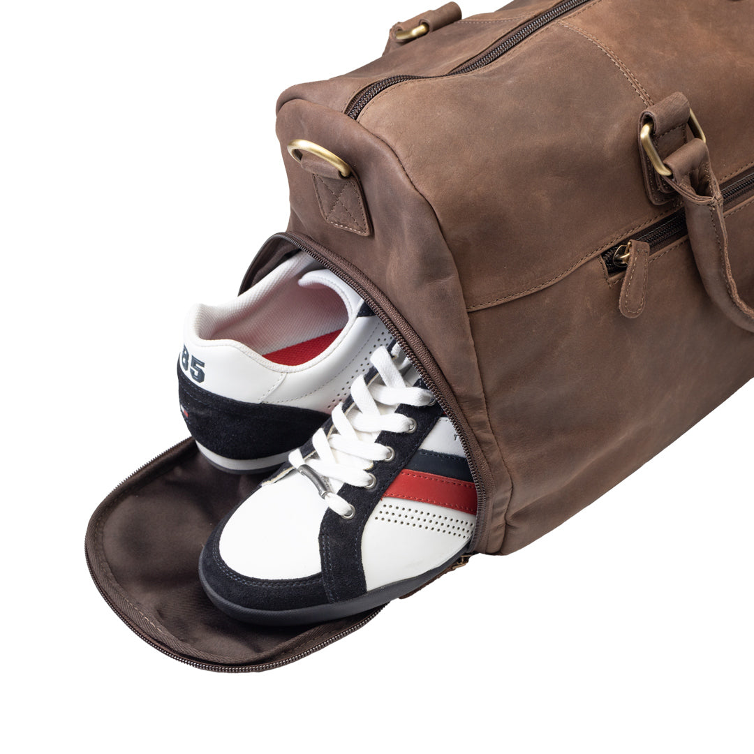 Geanta de voiaj/fitness din piele naturala maro inchis Travel Bag