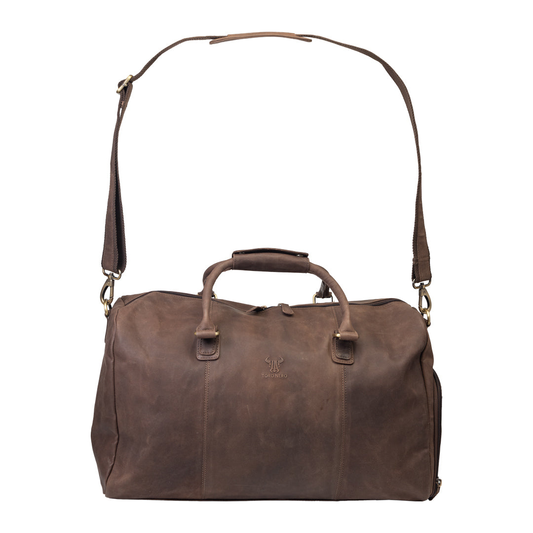 Geanta de voiaj/fitness din piele naturala maro inchis Travel Bag