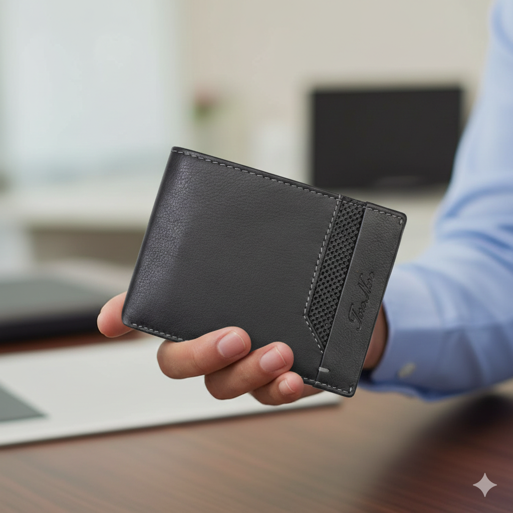 Portofel barbati din piele naturala negru-line Vox,protectie RFID