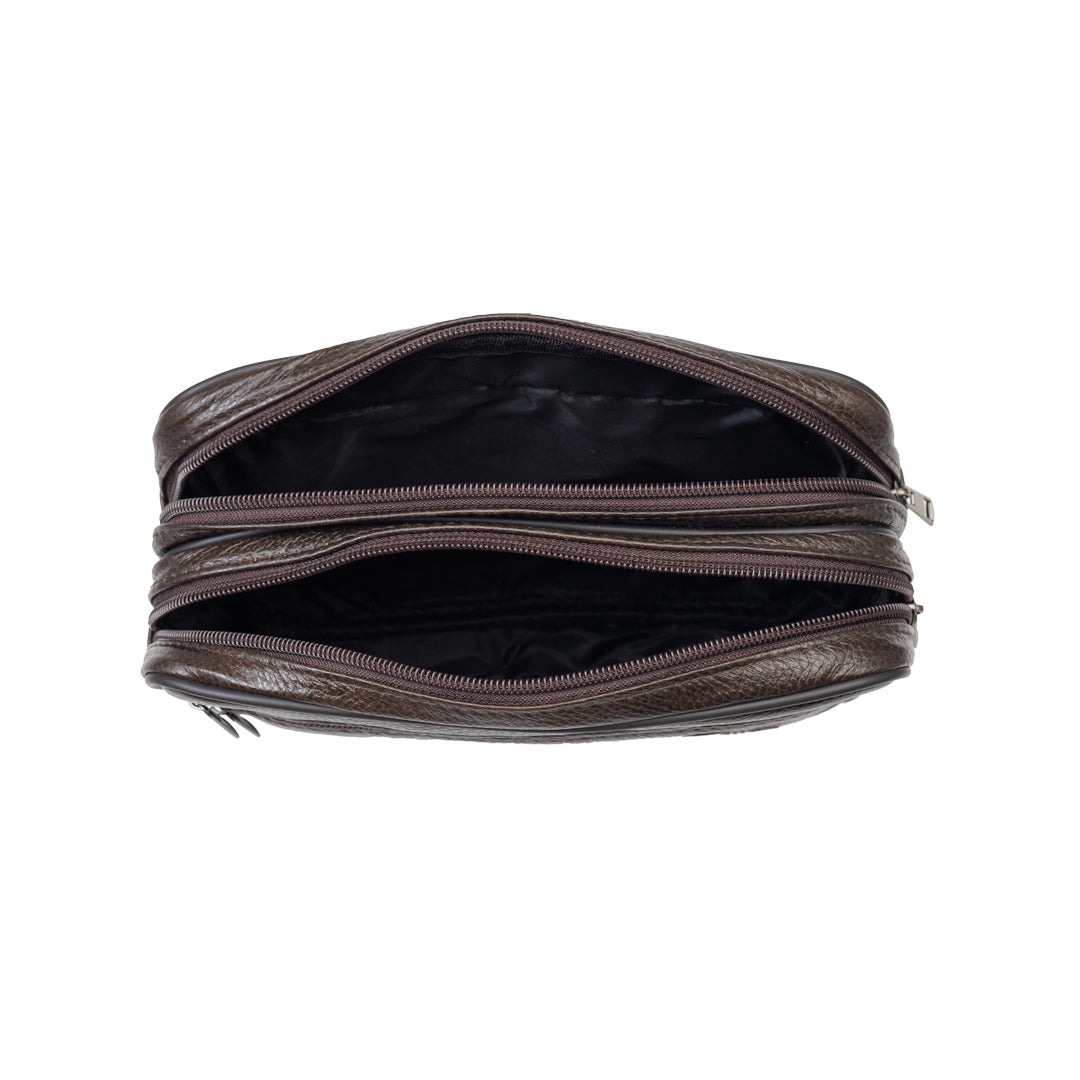 Borseta barbati din piele naturala maro Hand and belt carrier
