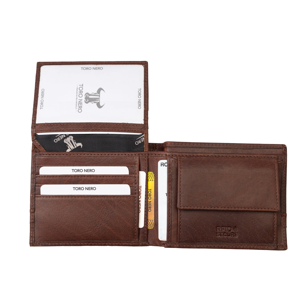 Portofel barbati din piele naturala maro Andy,protectie RFID