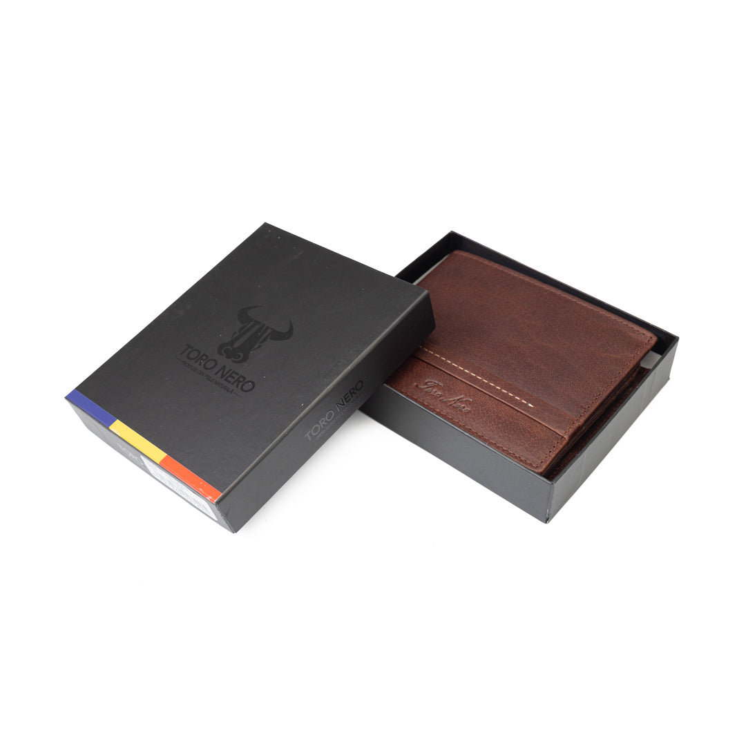 Portofel barbati din piele naturala maro Andy,protectie RFID