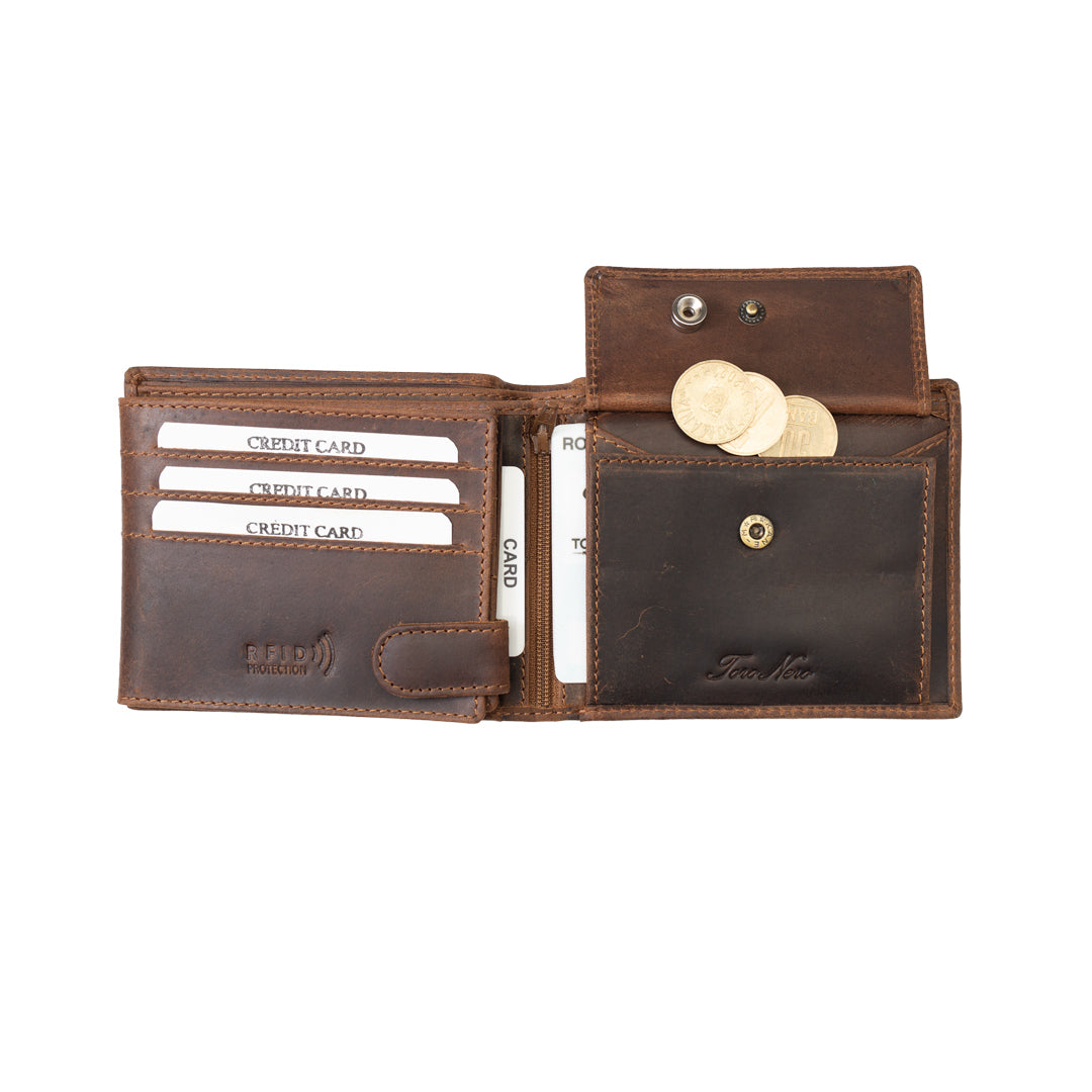 Portofel barbati din piele naturala maro OIL