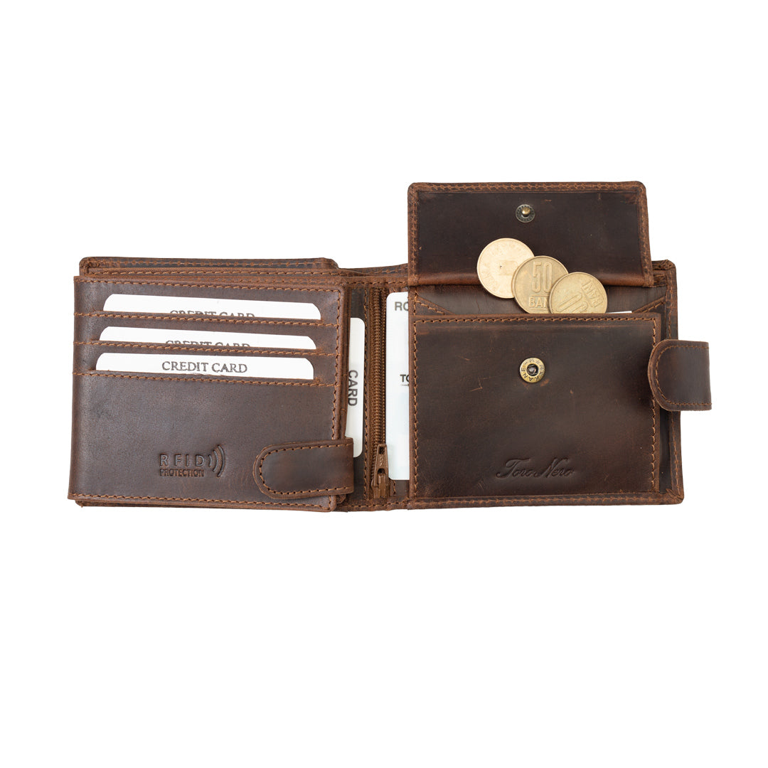 Portofel barbati din piele naturala maro POIL