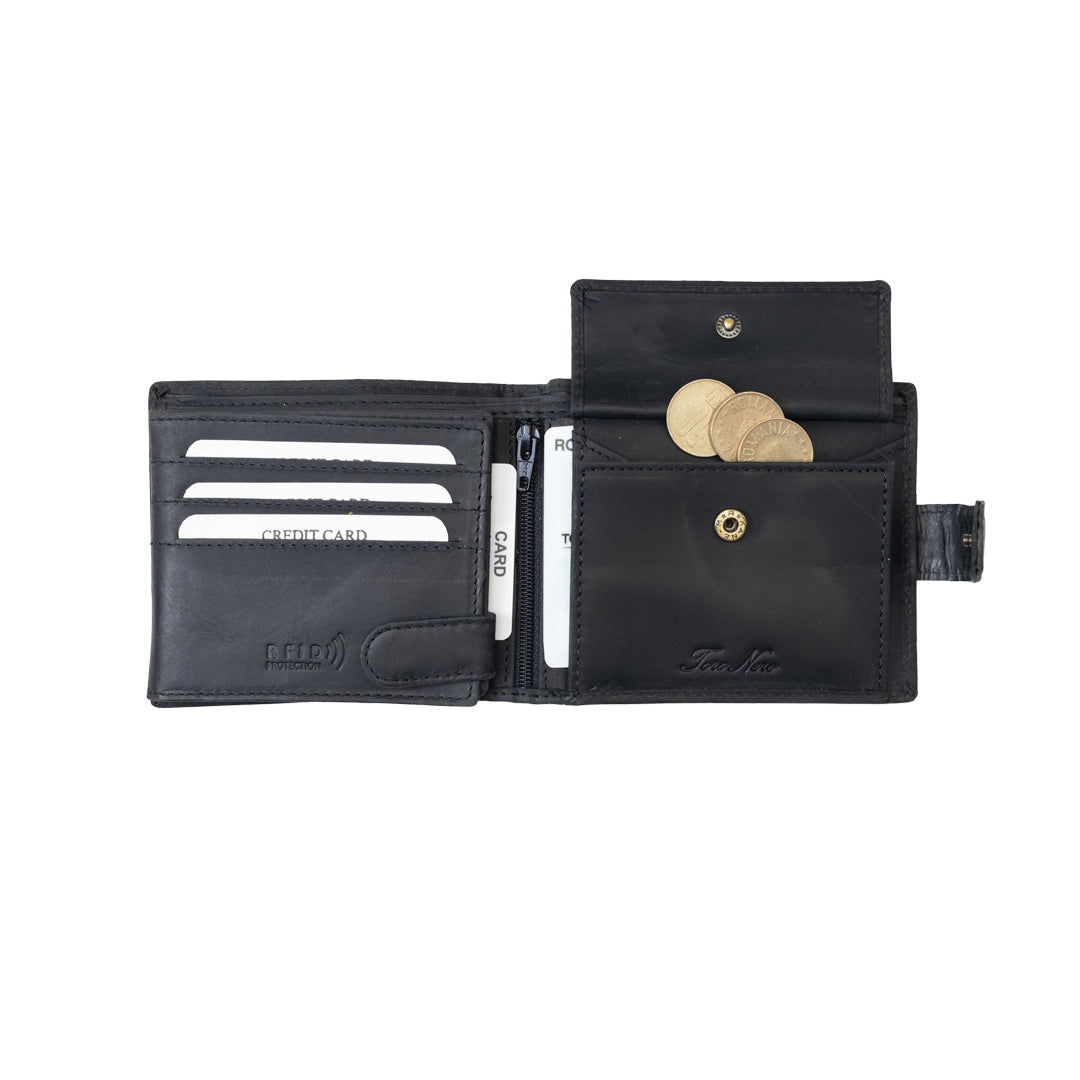 Portofel barbati din piele naturala negru brand Toro