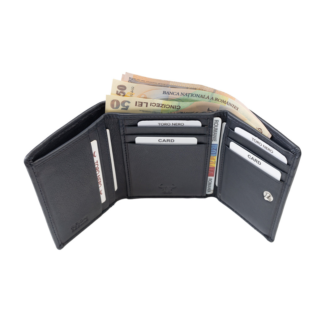 Portofel femei din piele naturala bleumarin Ellis,protectie RFID