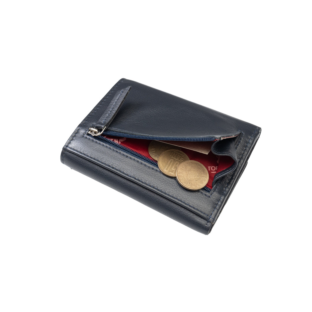 Portofel femei din piele naturala bleumarin Ellis,protectie RFID