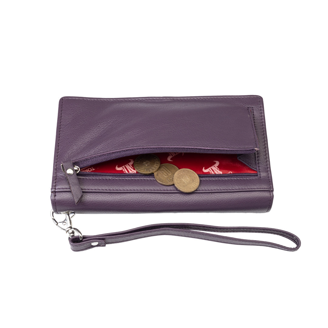 Portofel femei din piele naturala mov Chiara,protectie Rfid