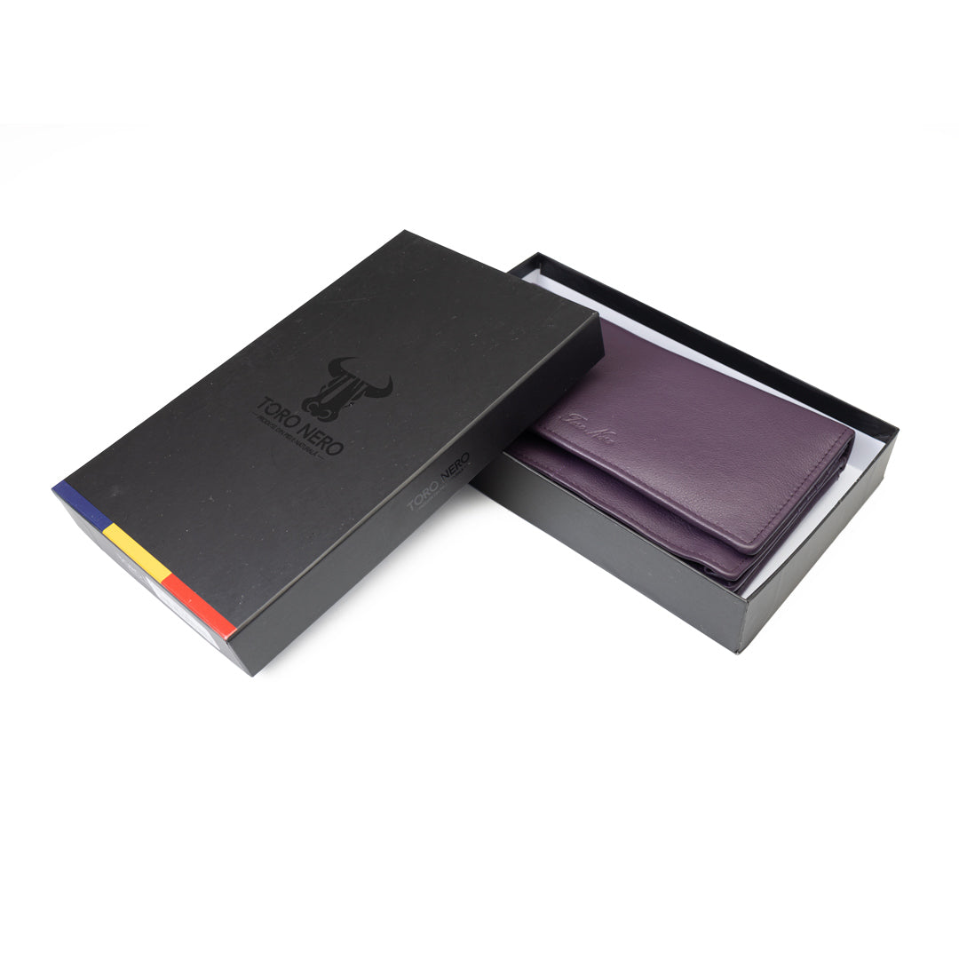 Portofel femei din piele naturala mov Chiara,protectie Rfid