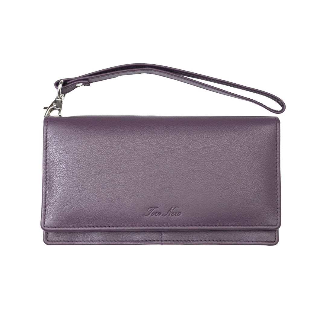 Portofel femei din piele naturala mov Chiara,protectie Rfid