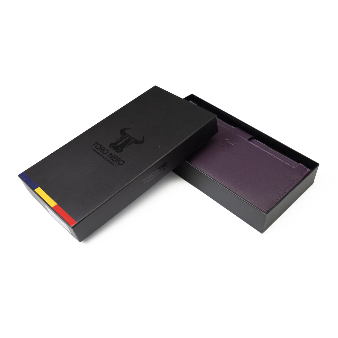 Portofel femei din piele naturala mov Cory,protectie Rfid