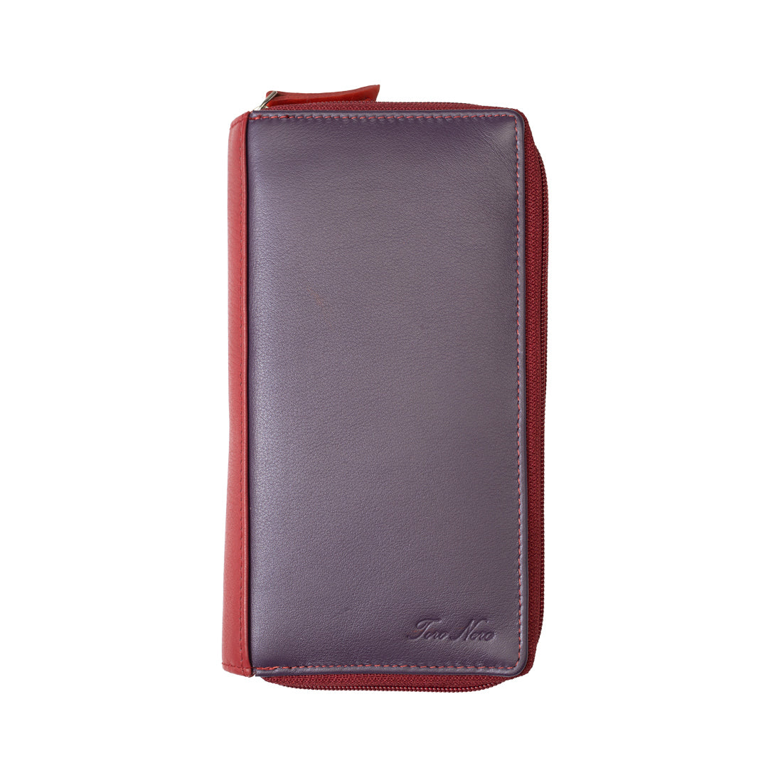 Women's wallet made of genuine purple leather Ina, Rfid protection