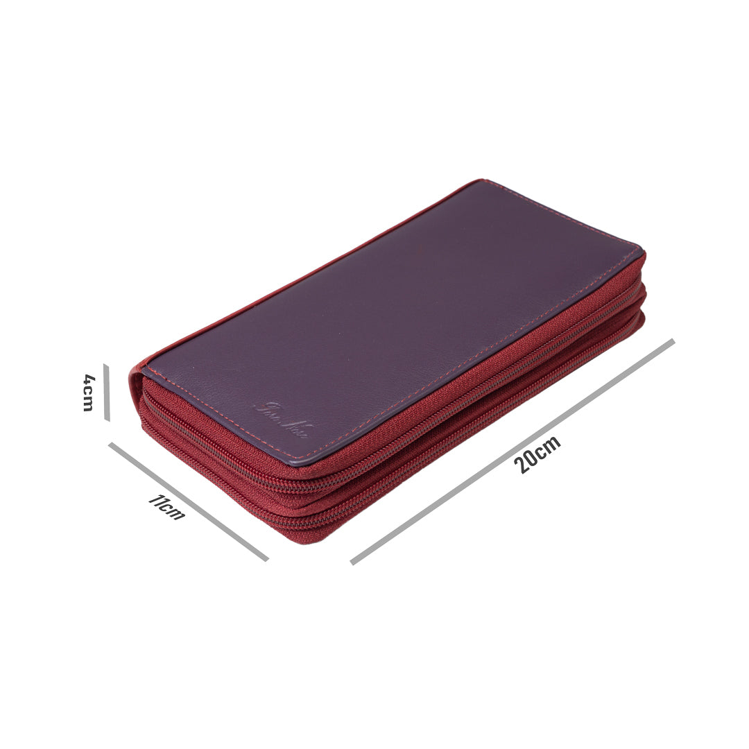 Women's wallet made of genuine purple leather Ina, Rfid protection