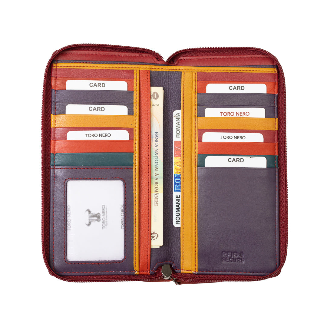 Portofel femei din piele naturala mov Ina,protectie Rfid