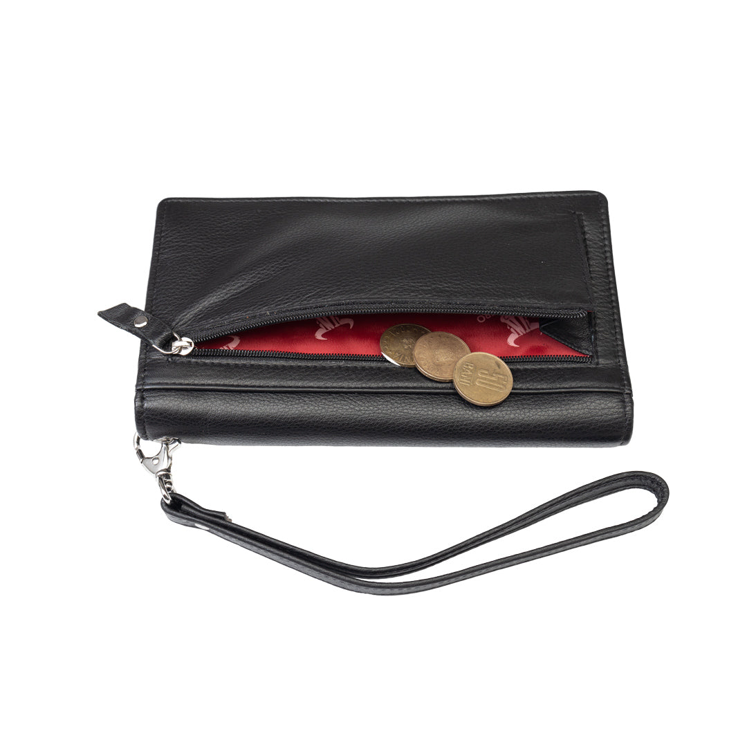 Portofel femei din piele naturala negru Chiara,protectie Rfid