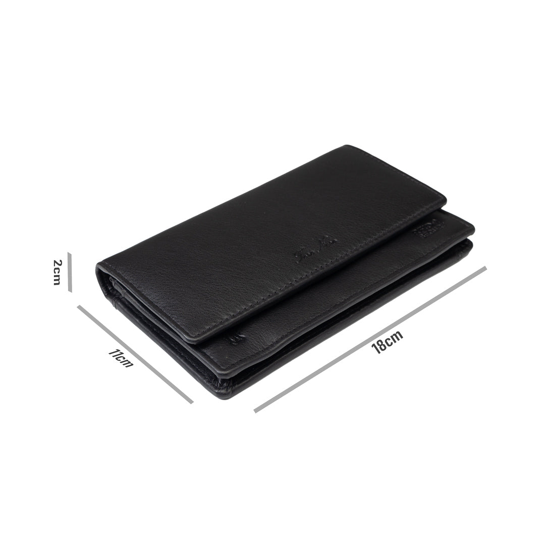 Women's wallet made of natural leather, black, Cloudy, Rfid protection