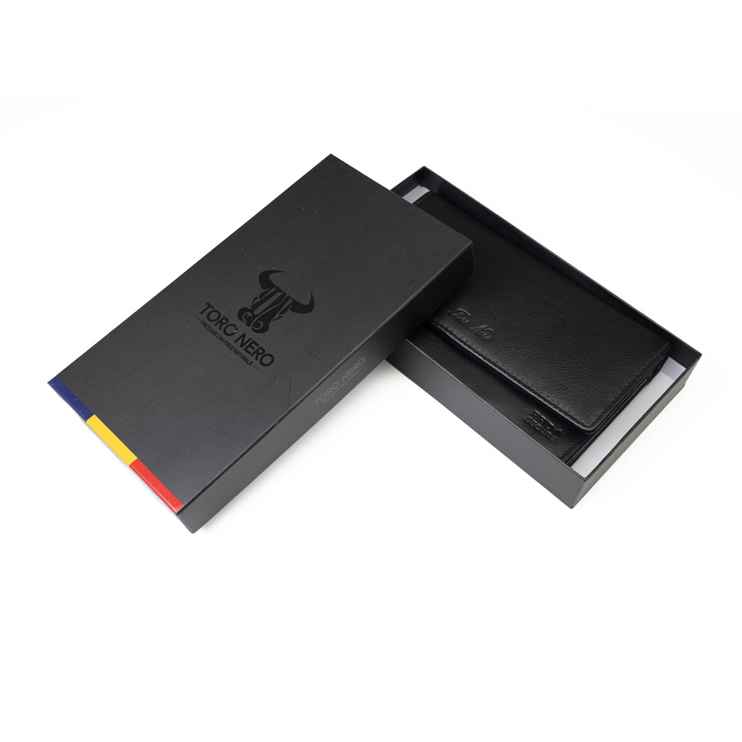 Portofel femei din piele naturala negru Cloudy,protectie Rfid