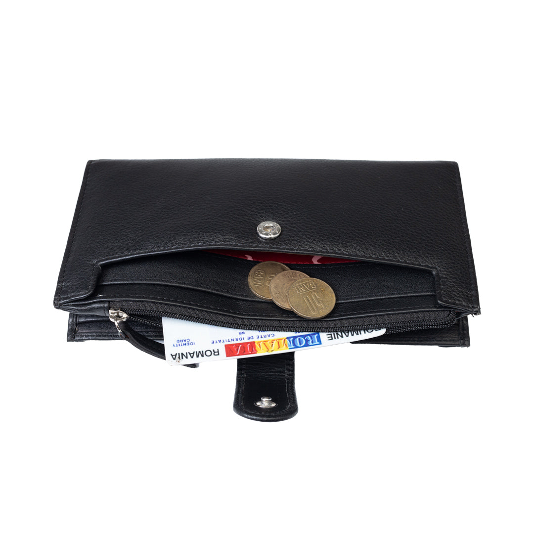 Portofel femei din piele naturala negru Cory,protectie Rfid