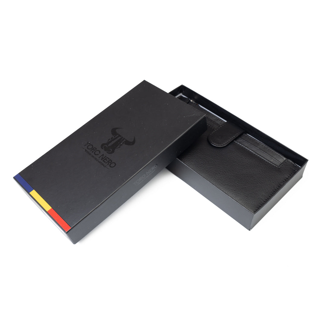 Portofel femei din piele naturala negru Cory,protectie Rfid