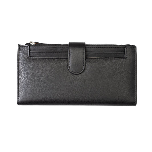 Women's wallet made of genuine leather, black Cory, Rfid protection