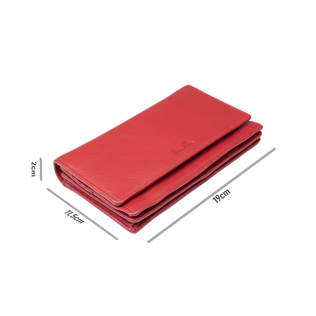 Portofel femei din piele naturala rosu Chiara,protectie Rfid