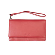 Portofel femei din piele naturala rosu Chiara,protectie Rfid