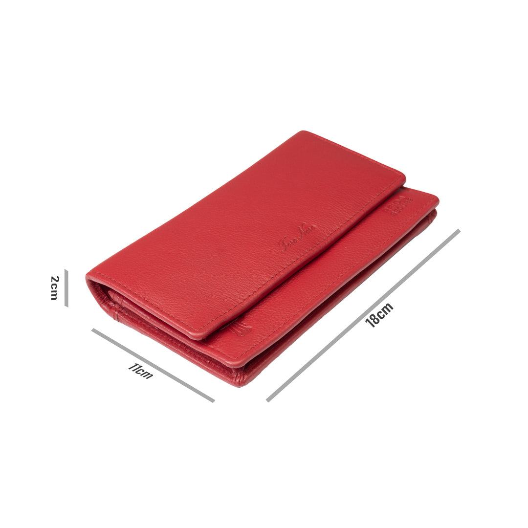 Portofel femei din piele naturala rosu Cloudy,protectie Rfid