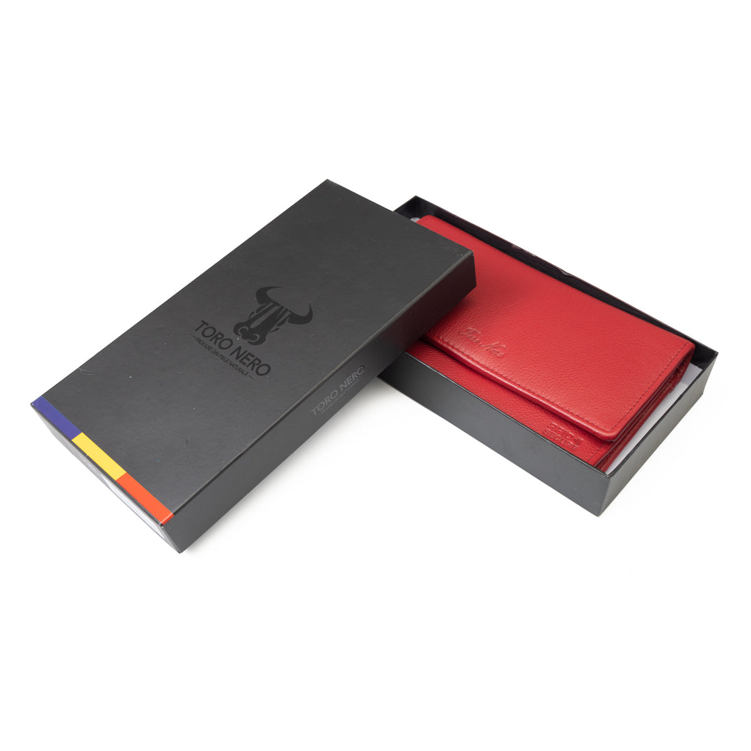 Portofel femei din piele naturala rosu Cloudy,protectie Rfid