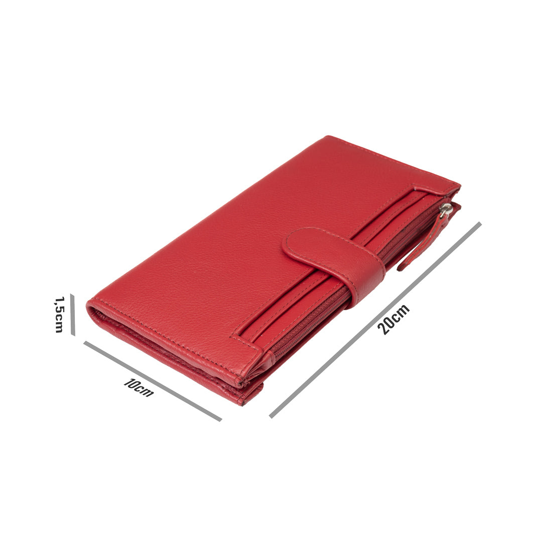 Portofel femei din piele naturala rosu Cory,protectie Rfid