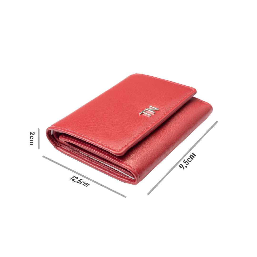 Portofel femei din piele naturala rosu Ellis,protectie RFID