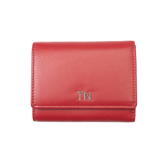 Women's wallet made of genuine leather, red Ellis, RFID protection