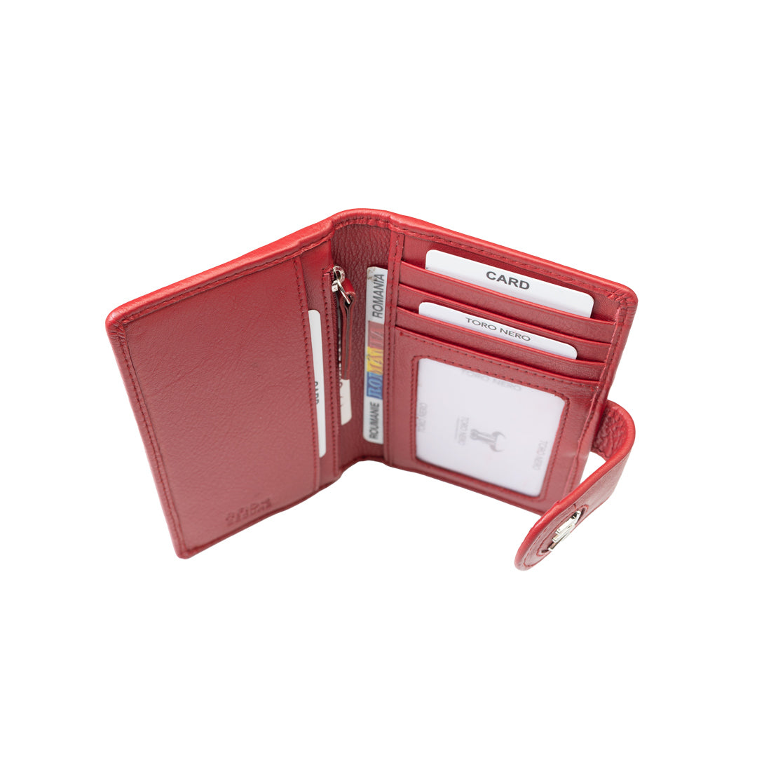 Portofel femei din piele naturala rosu Mia,protectie RFID
