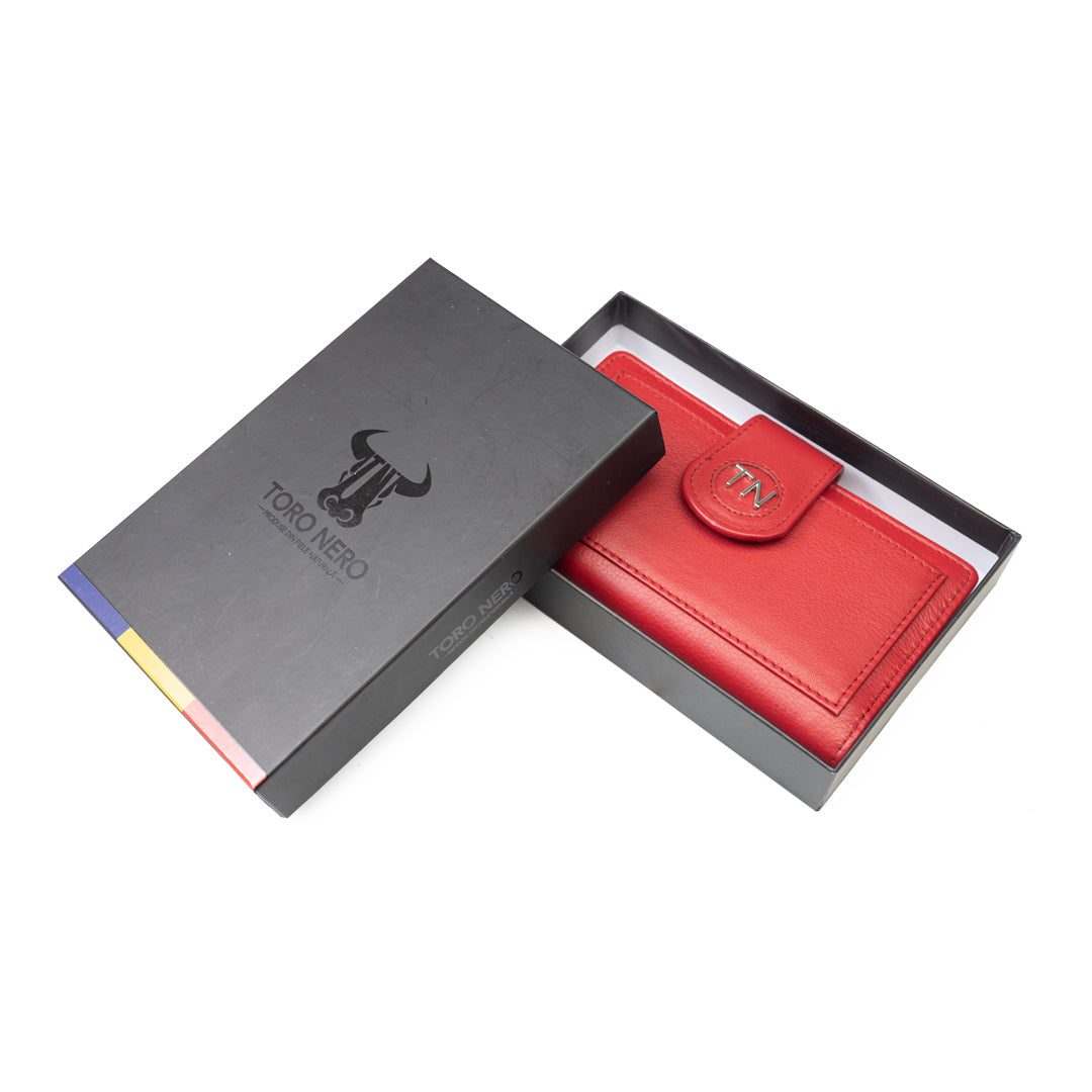 Portofel femei din piele naturala rosu Mia,protectie RFID