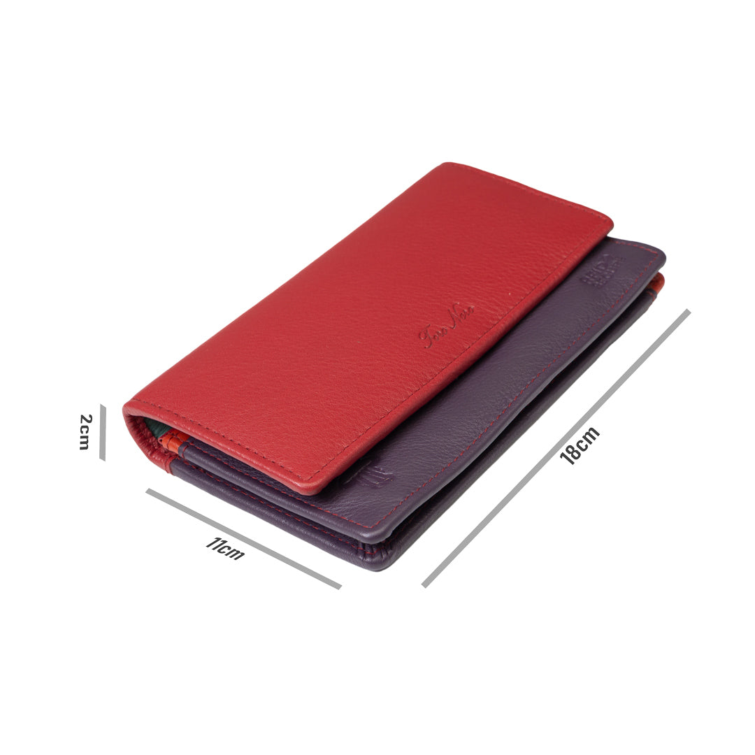 Portofel femei din piele naturala rosu-mov Cloudy,protectie Rfid