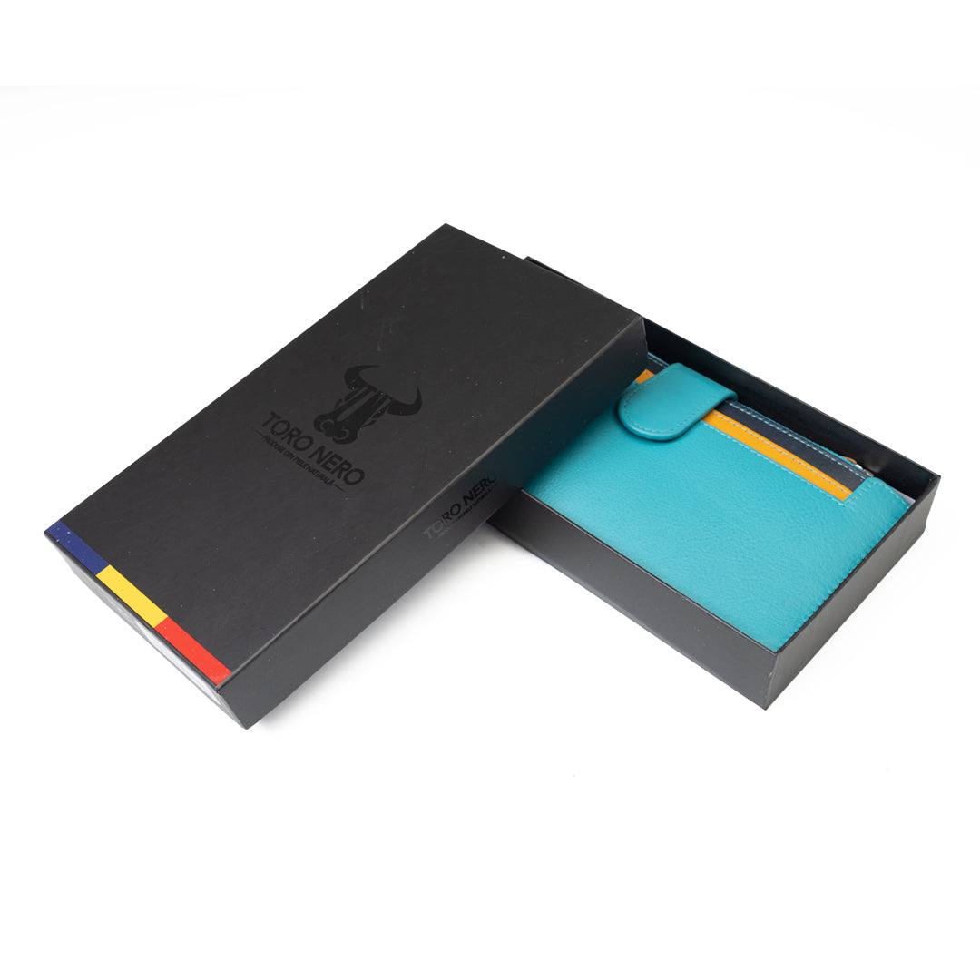 Portofel femei din piele naturala turcoaz Cory,protectie Rfid